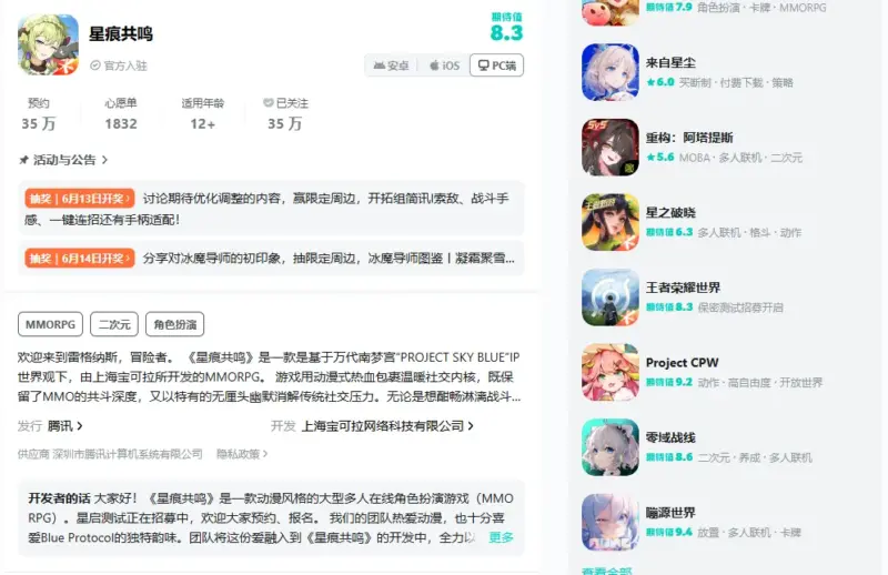 Taptap内での評価は8.3