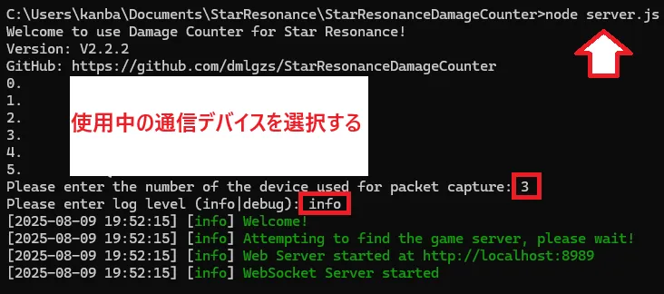 StarResonanceDamageCounterの起動方法