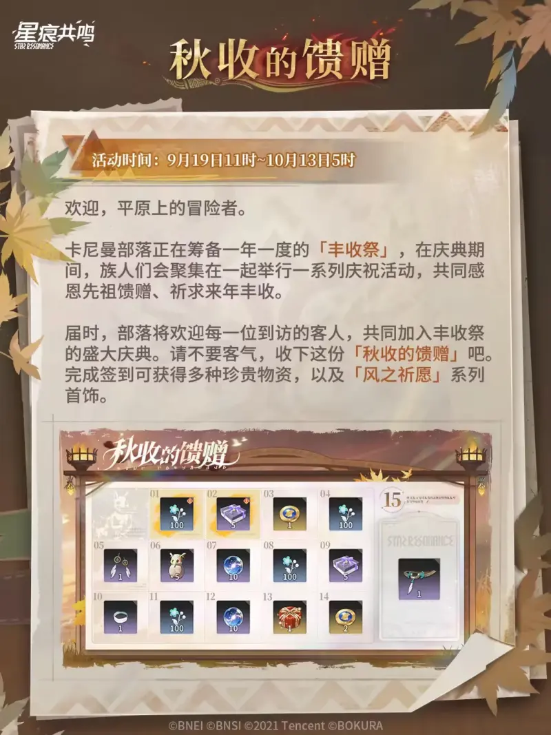 イベント「カナミア豊穣祭」ログインボーナス