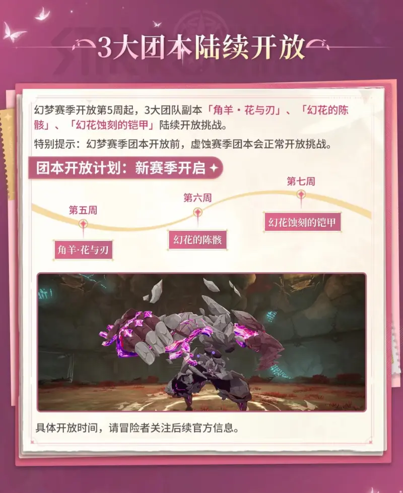 3つの大型チームレイドが順次開放！