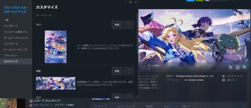 Steamのカスタマイズ機能