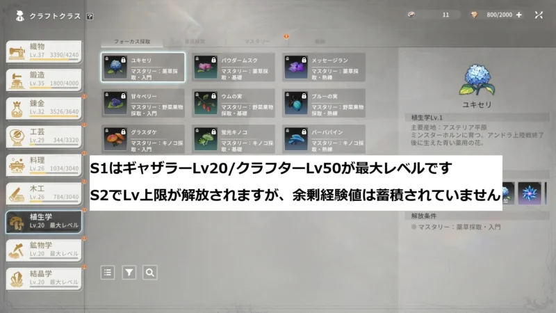 クラフトクラスのレベル上げ