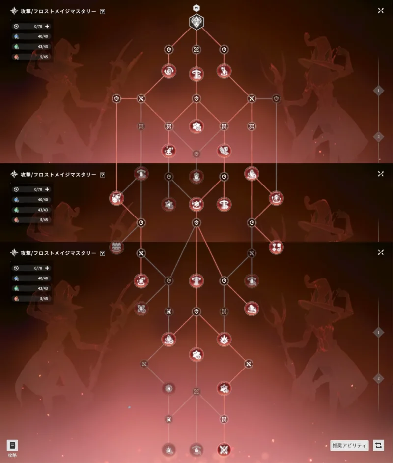 ウリボビームのアビリティツリー