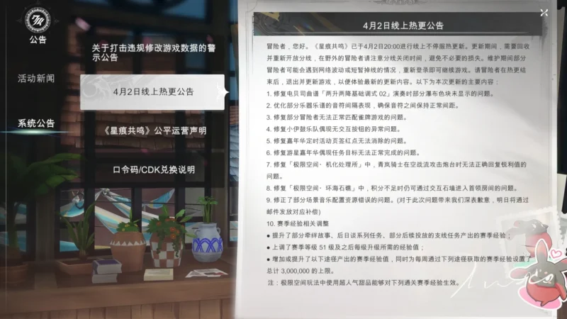 4月2日ホットフィックス