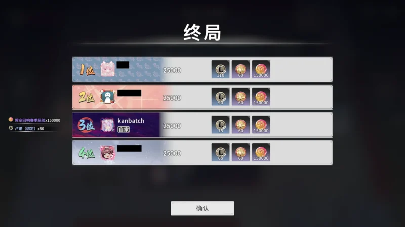 ツモ切り放置麻雀(リザルト)