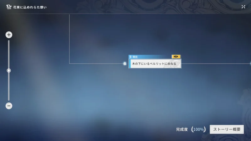 「木の下にいるベルリットに尋ねる」鍵マークと目マーク